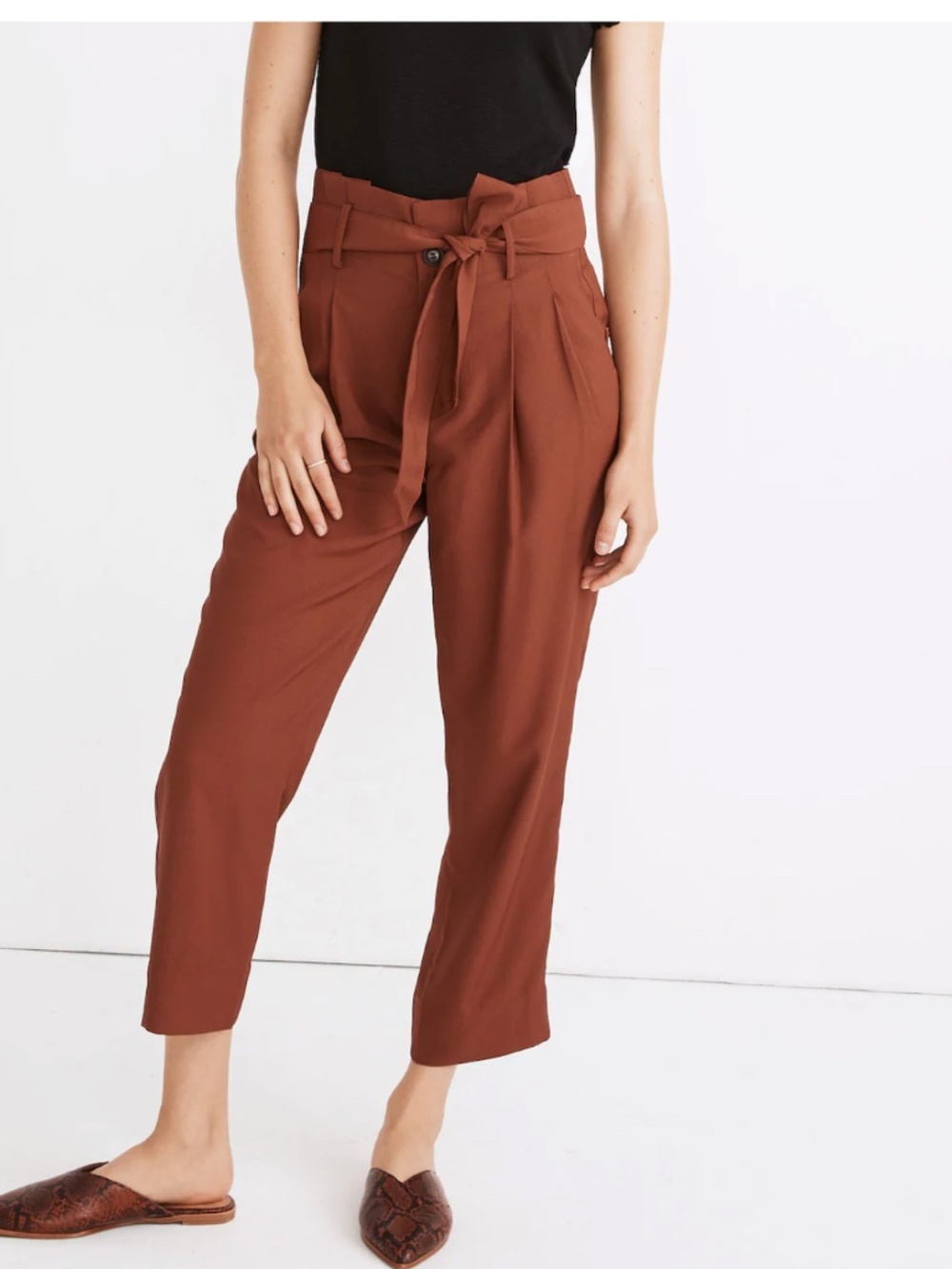 Madewell Drapey High Rise Paperbag Ankle Pants in Maple Syrup Size 14
